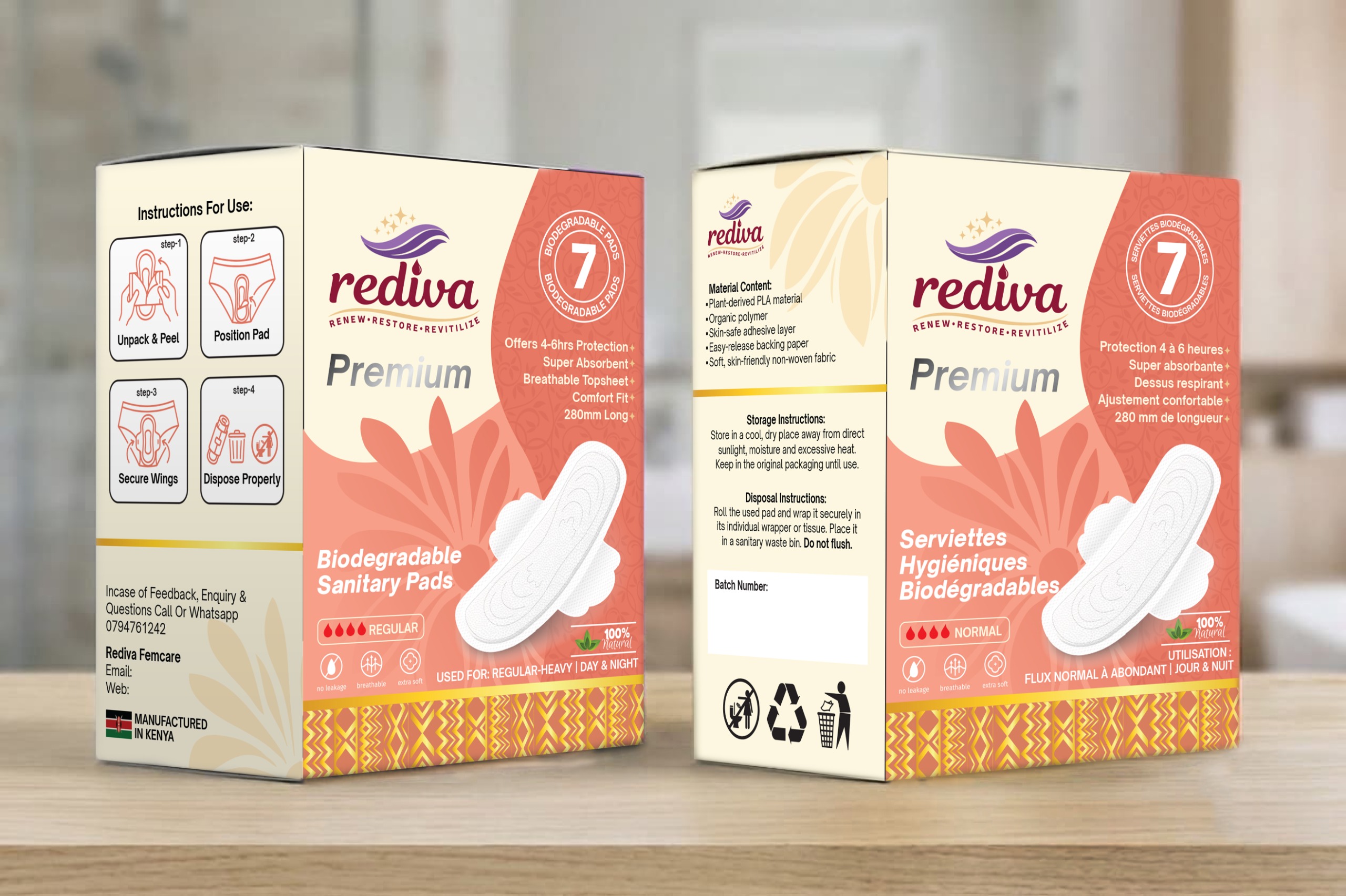 Rediva Premium biodegradable sanitary pads box display